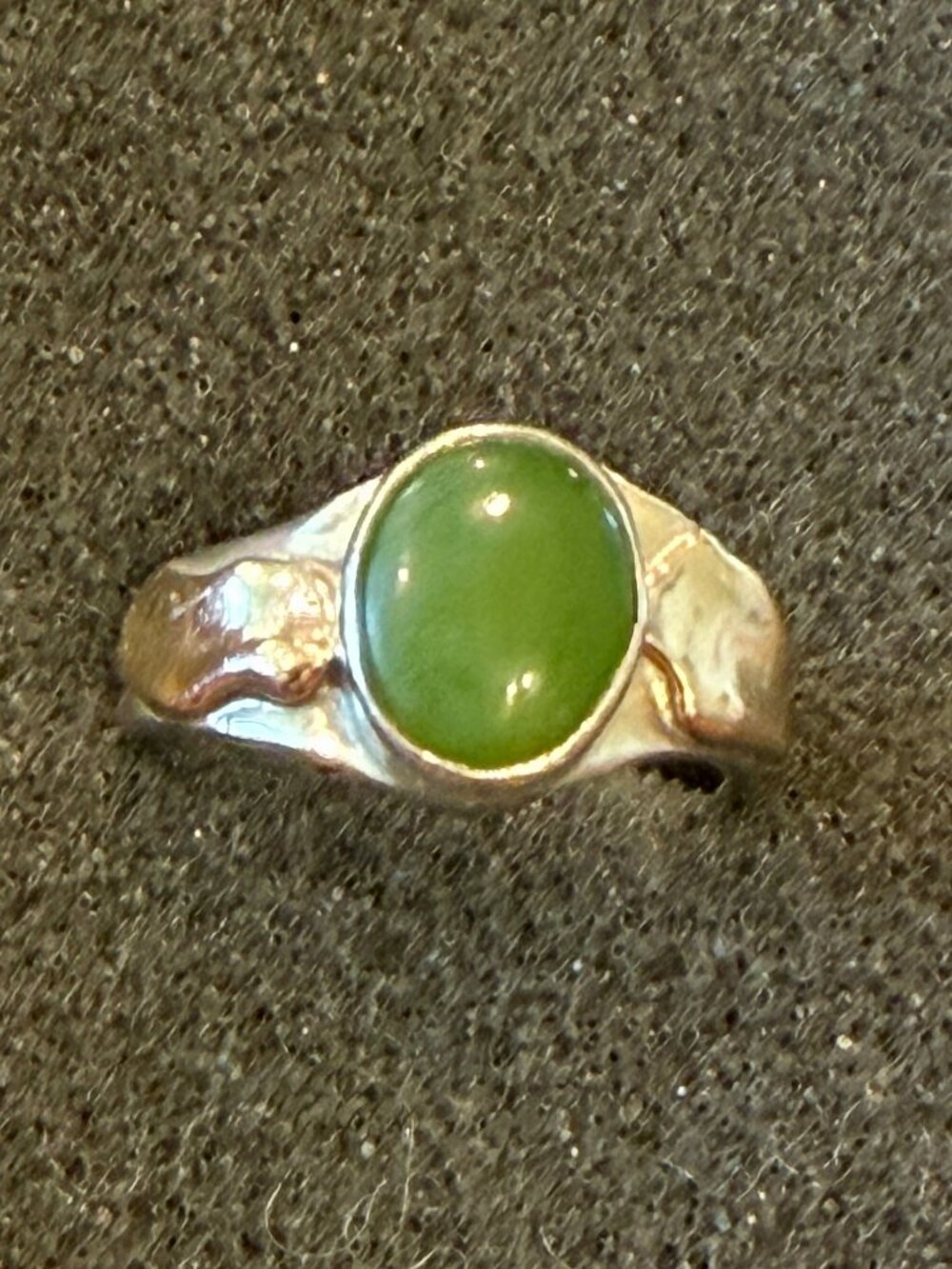 Green Agate Gold and Silver Ring